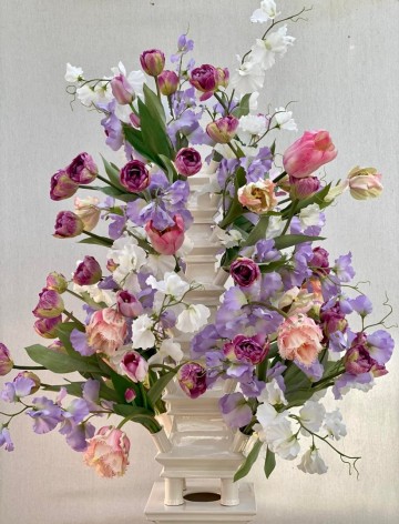 Tulpenvaas met tulpen 130 cm hoogte 70cm diameter 1695 1